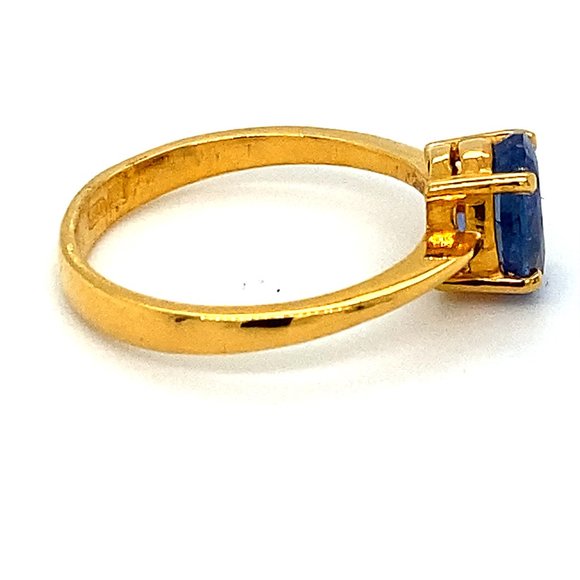 GIA Blue Sapphire 2.10ct Solid 22K Gold Ring - Picture 4 of 10